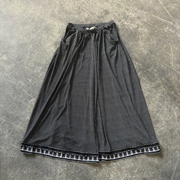 Vintage Max Studio Maxi Skirt Womens S Black Boho Long Motif Stretch Cottage - Picture 1 of 8
